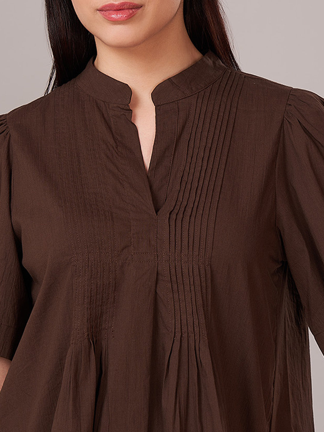 Women's 100% Cotton Regular Fit Blouse Brown