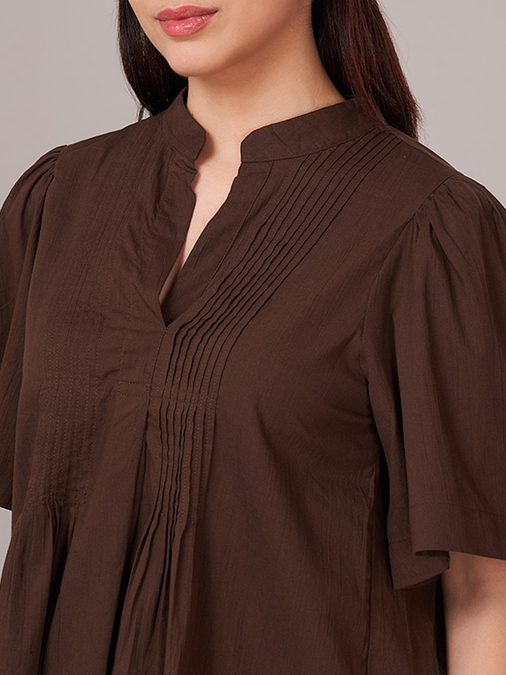 Women's 100% Cotton Regular Fit Blouse Brown
