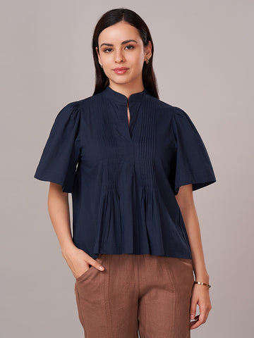 Women's 100% Cotton Regular Fit Blouse Navy