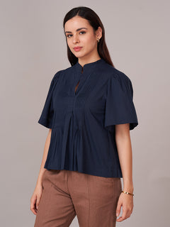 Women's 100% Cotton Regular Fit Blouse Navy