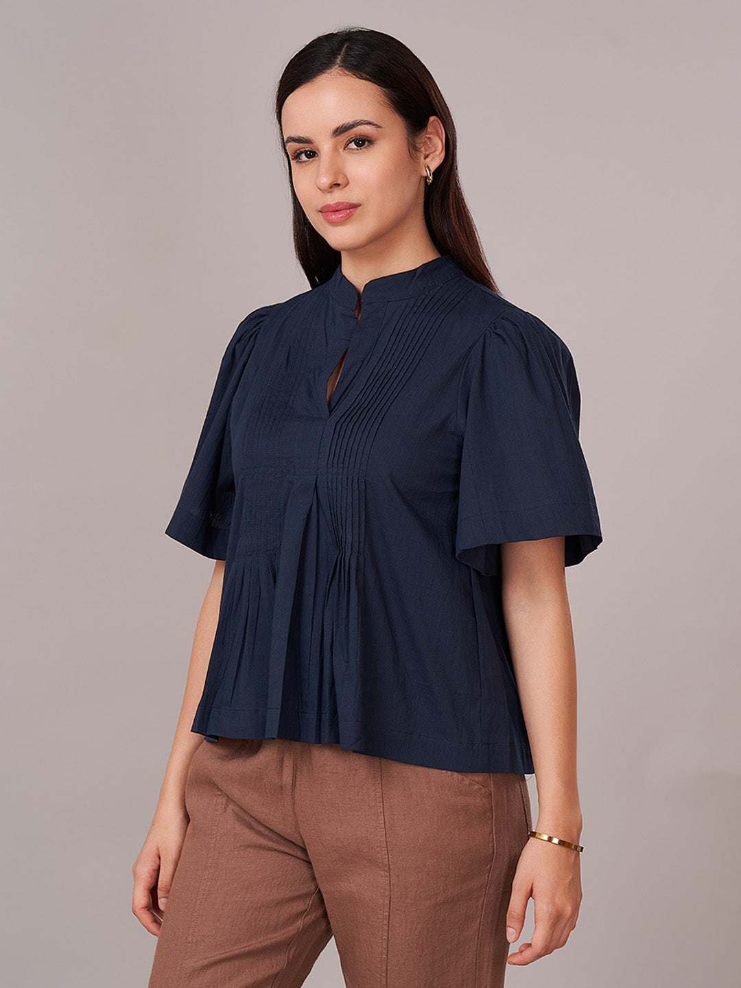 Women's 100% Cotton Regular Fit Blouse Navy