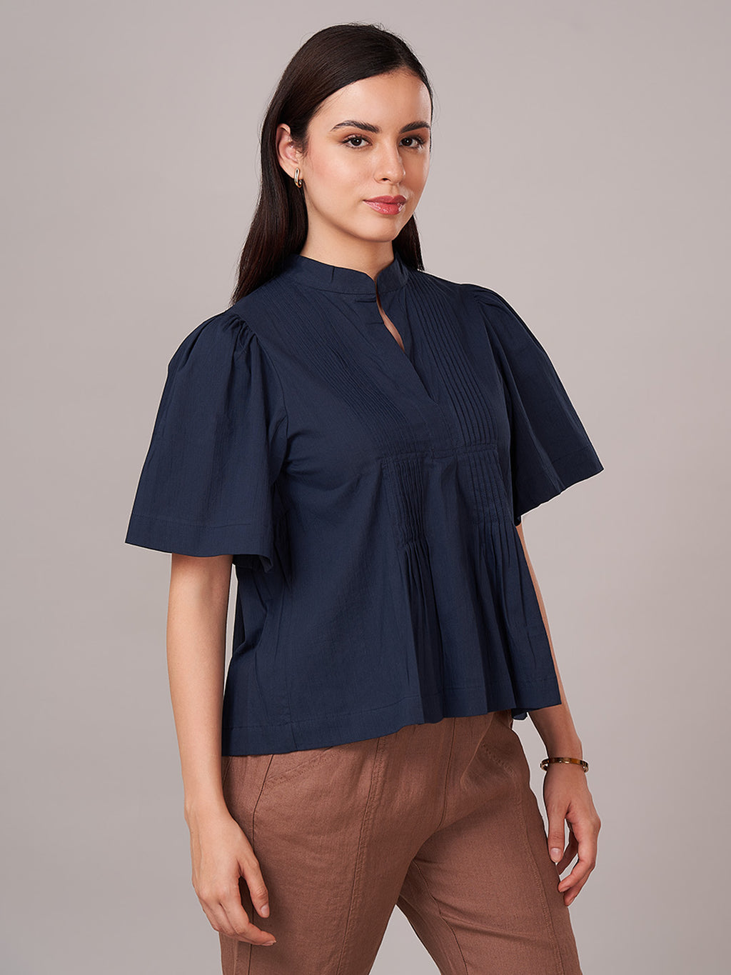 Women's 100% Cotton Regular Fit Blouse Navy