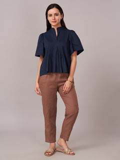 Women's 100% Cotton Regular Fit Blouse Navy