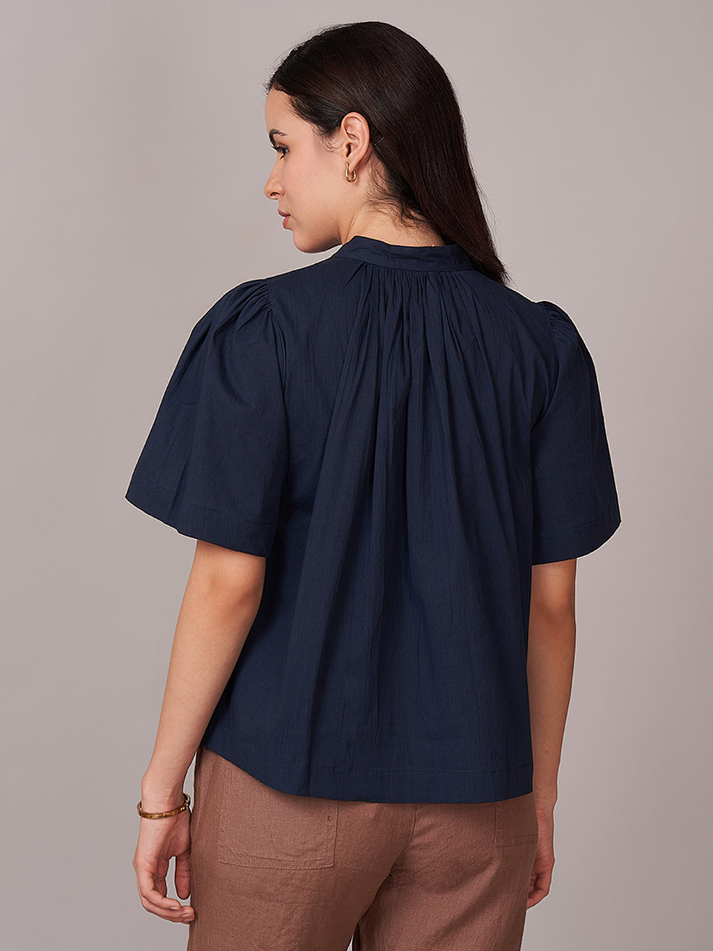 Women's 100% Cotton Regular Fit Blouse Navy