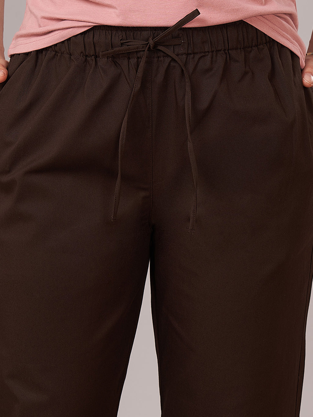 Women's Cotton Lycra Regular Fit Pants Brown