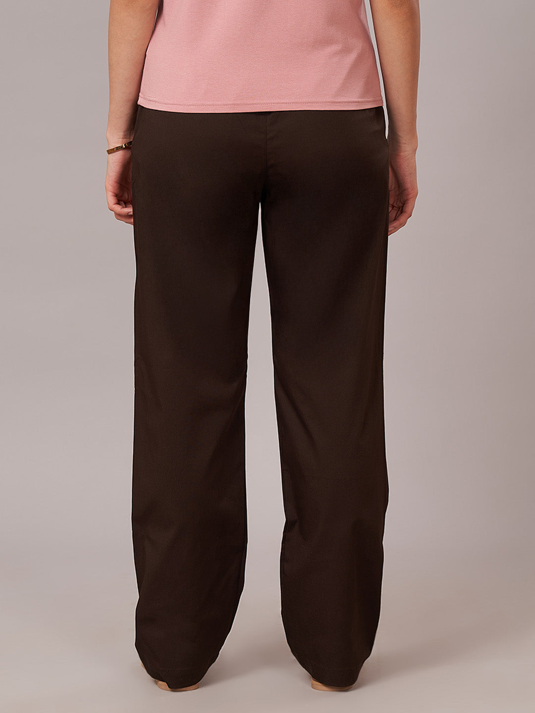 Women's Cotton Lycra Regular Fit Pants Brown
