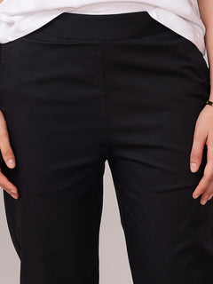 Women's Cotton Lycra Regular Fit Pants Black