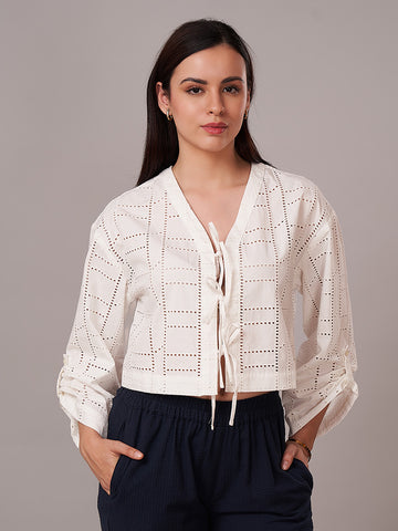 Women's 100% Cotton Regular Fit Blouse White