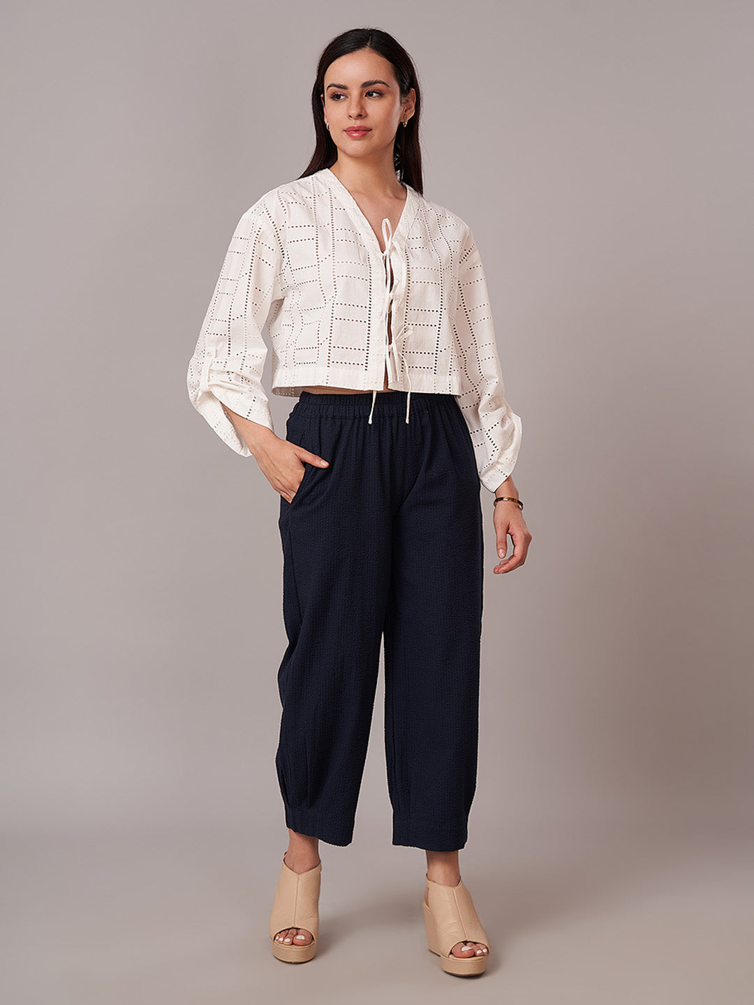 Women's 100% Cotton Regular Fit Blouse White