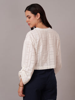 Women's 100% Cotton Regular Fit Blouse White