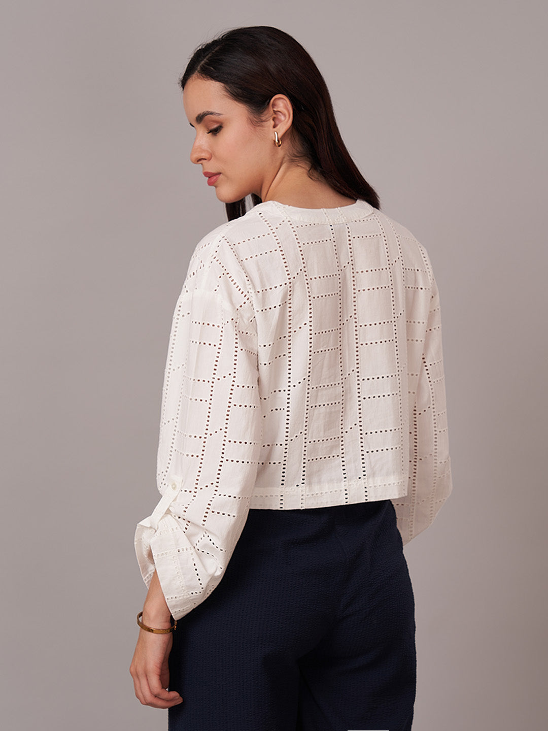 Women's 100% Cotton Regular Fit Blouse White