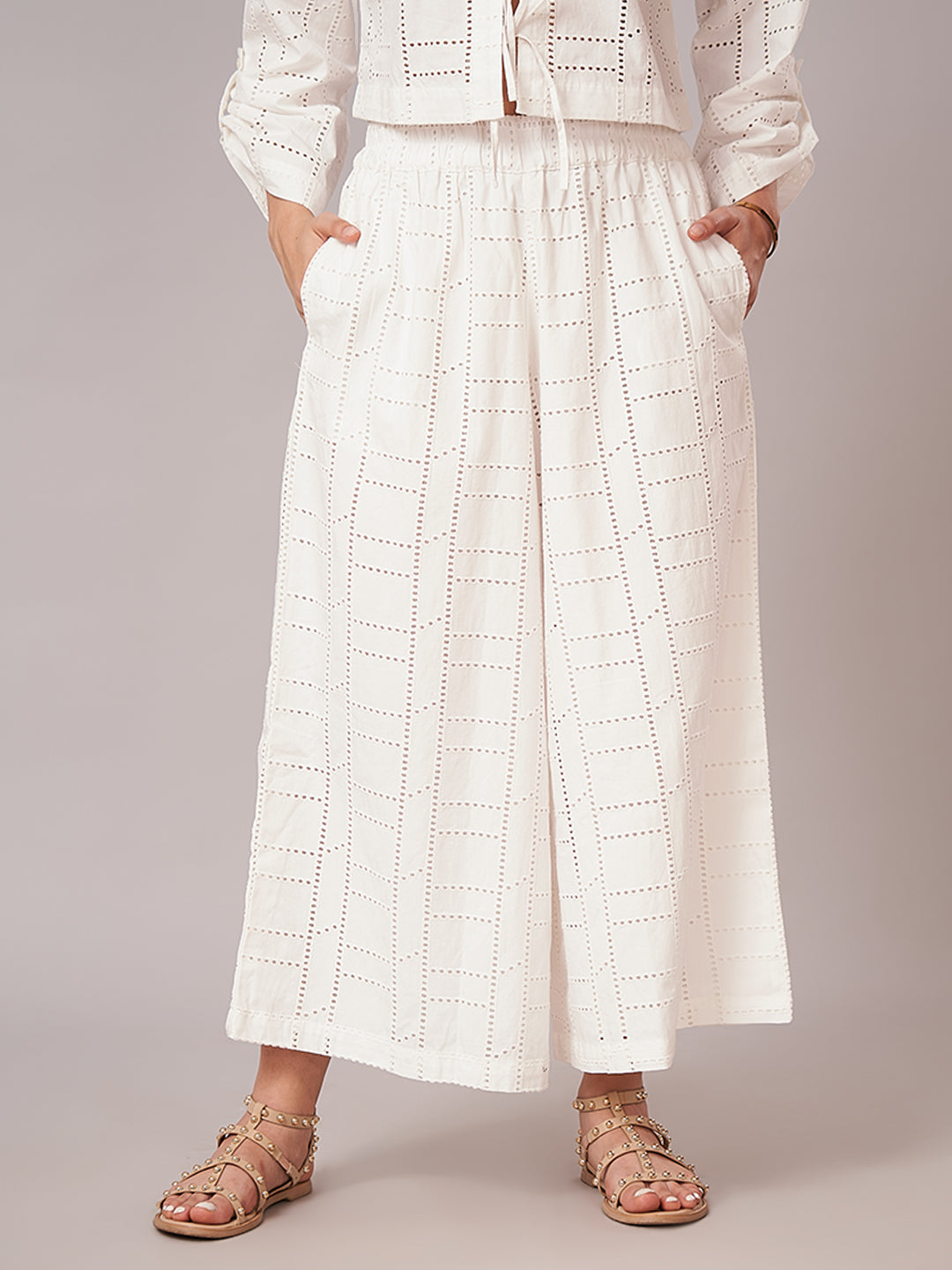 Women's 100% Cotton Regular Fit Culotte White