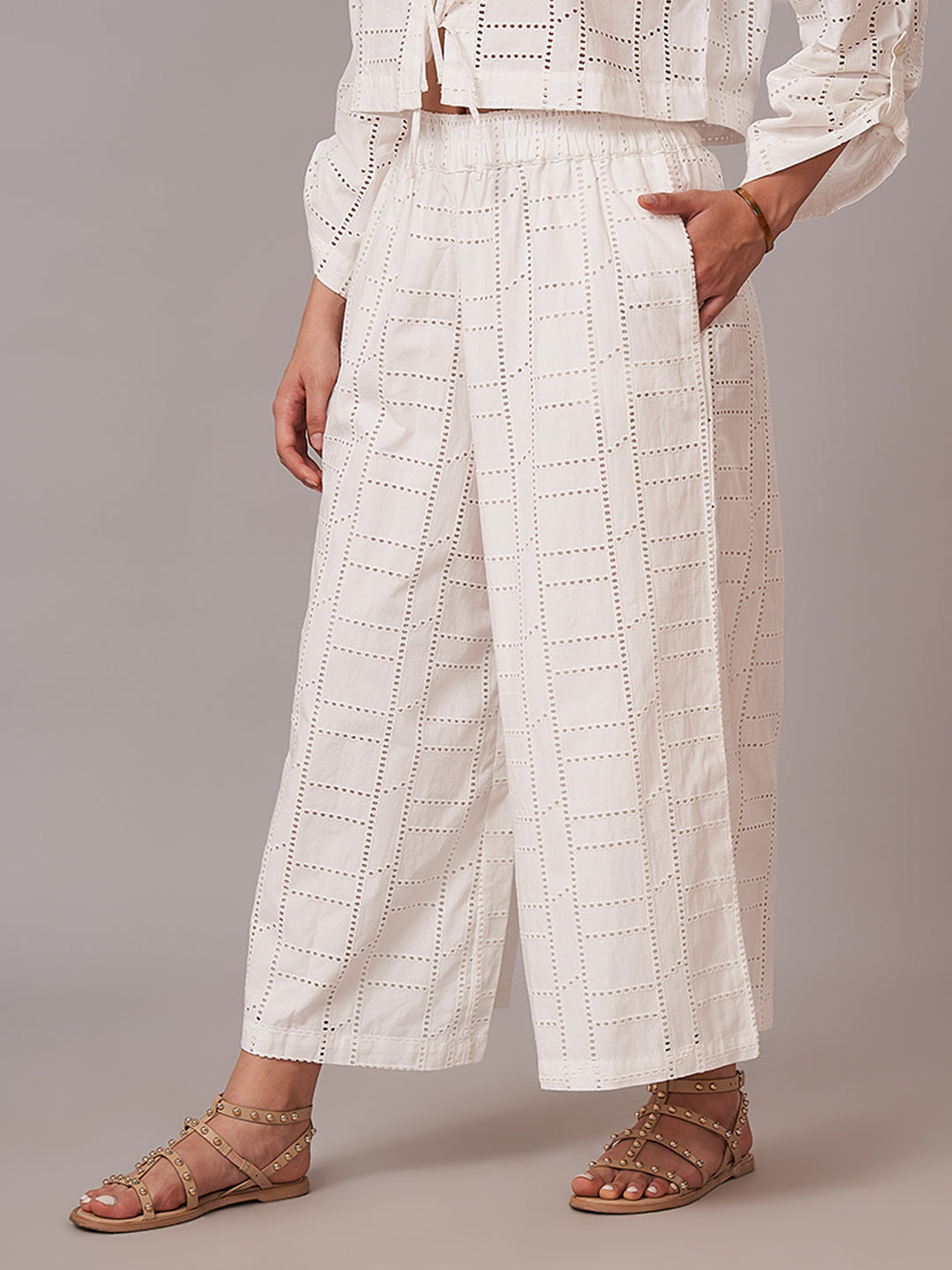 Women's 100% Cotton Regular Fit Culotte White
