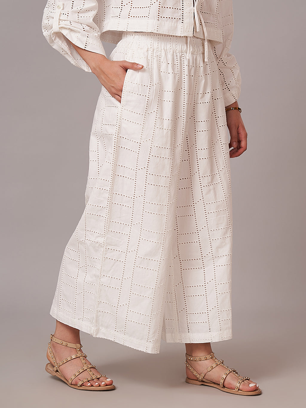 Women's 100% Cotton Regular Fit Culotte White