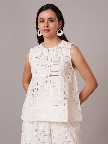 Women's 100% Cotton Regular Fit Blouse White
