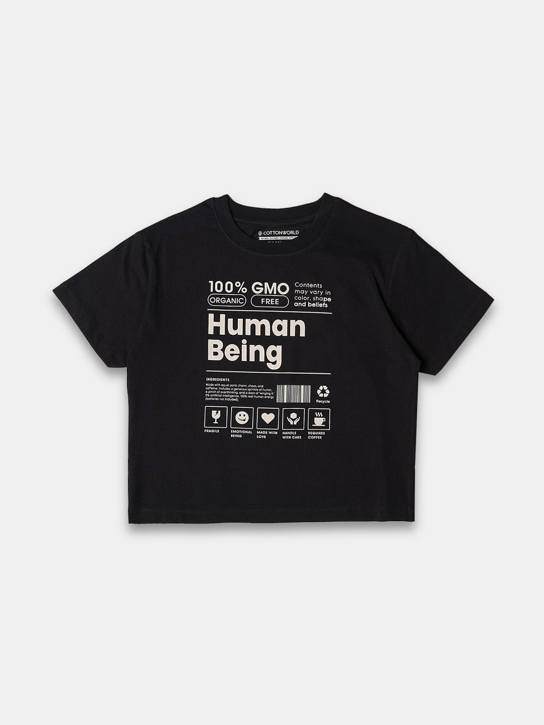 Women's 100% Organic Cotton Regular Fit Tshirt Black
