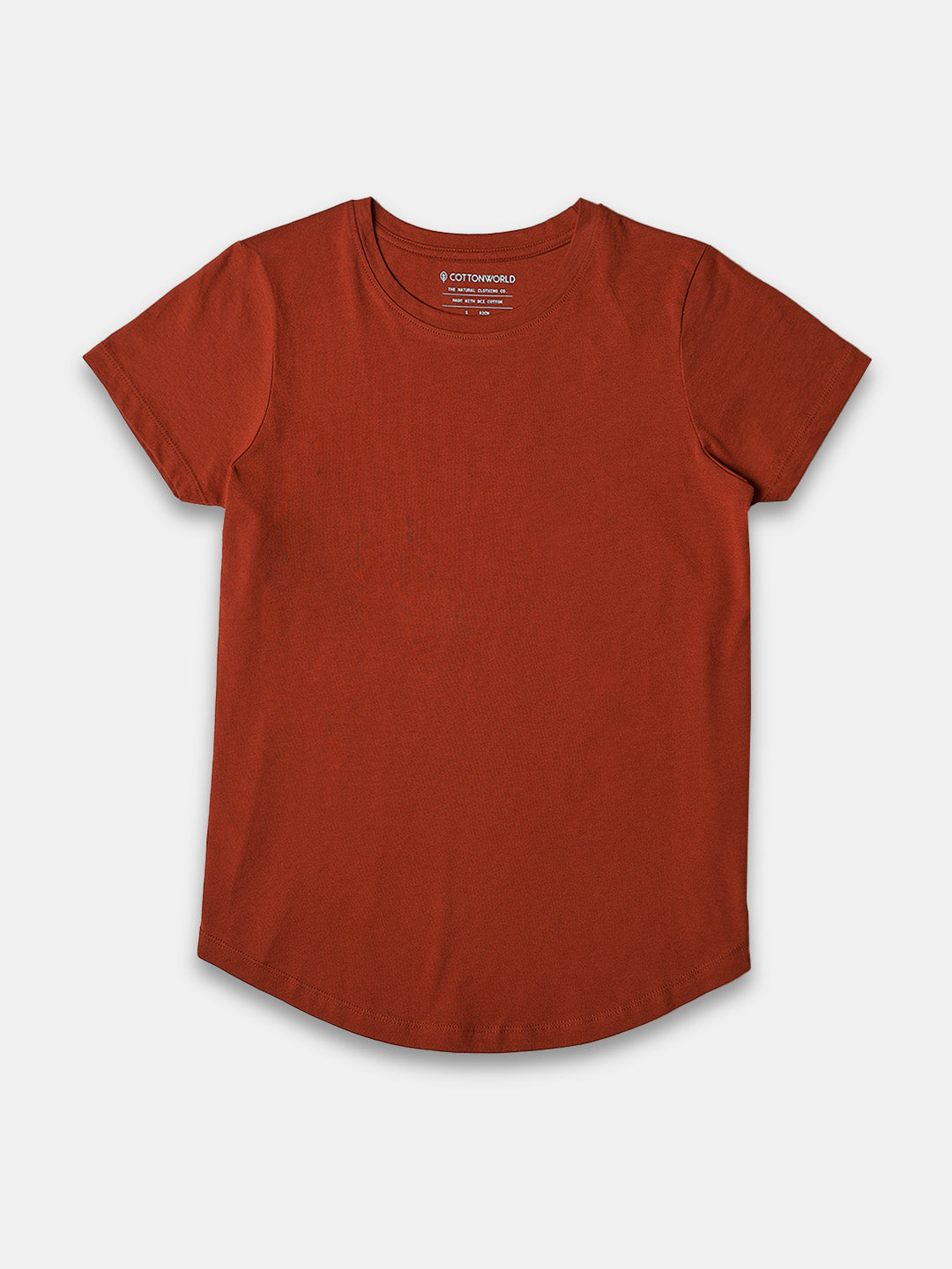 Women's 100% Cotton Regular Fit Tshirt Rust