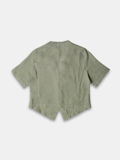 Women's 100% Linen Regular Fit Blouse Green