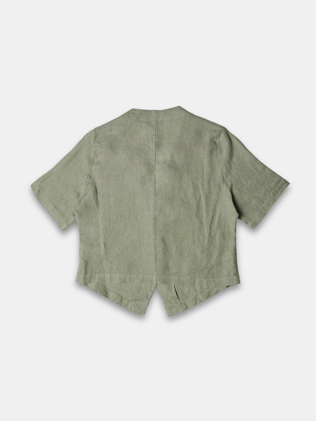 Women's 100% Linen Regular Fit Blouse Green