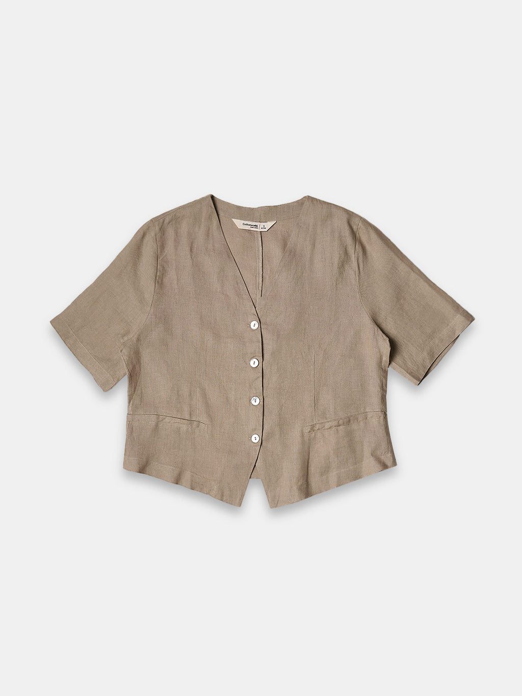 Women's 100% Linen Regular Fit Blouse Khaki