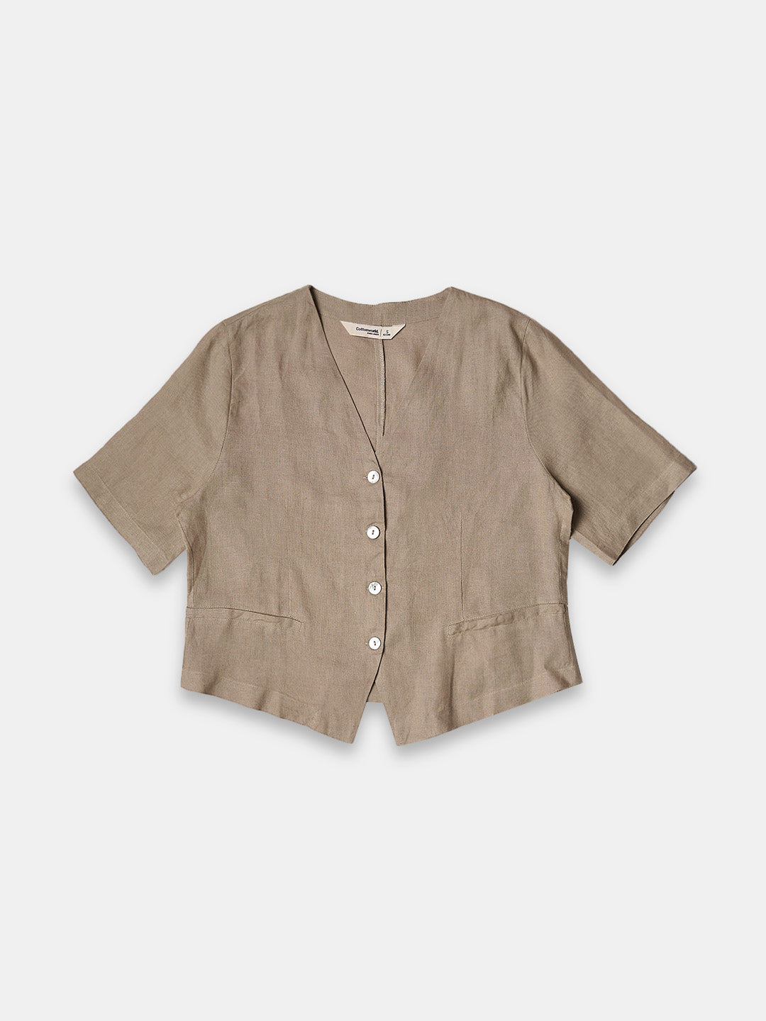 Women's 100% Linen Regular Fit Blouse Khaki