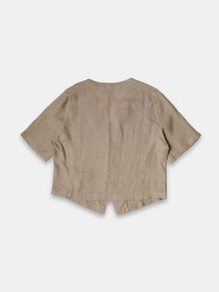 Women's 100% Linen Regular Fit Blouse Khaki