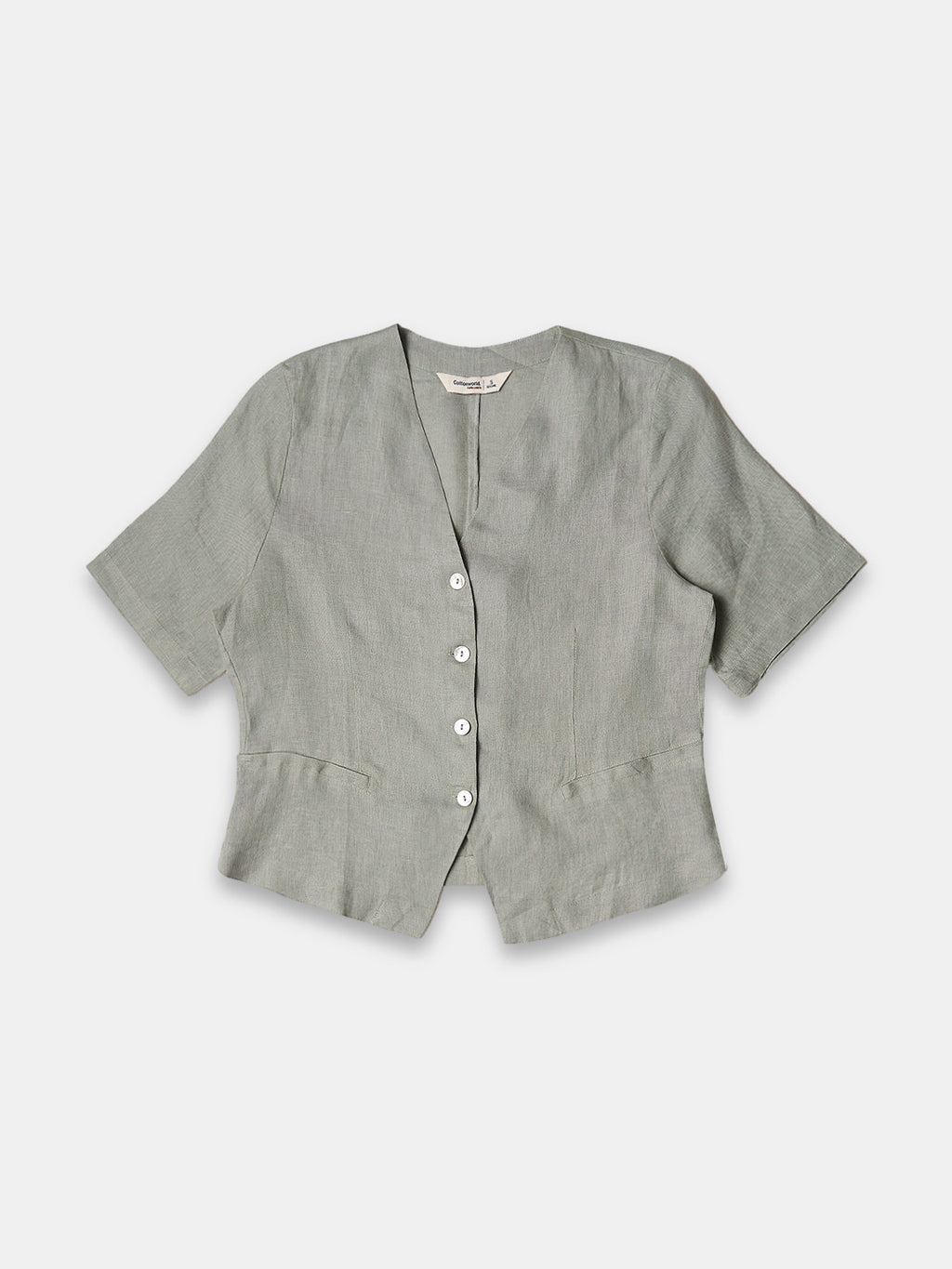 Women's 100% Linen Regular Fit Blouse Sage