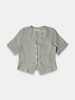 Women's 100% Linen Regular Fit Blouse Sage