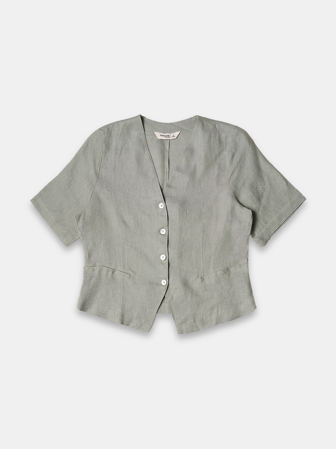 Women's 100% Linen Regular Fit Blouse Sage