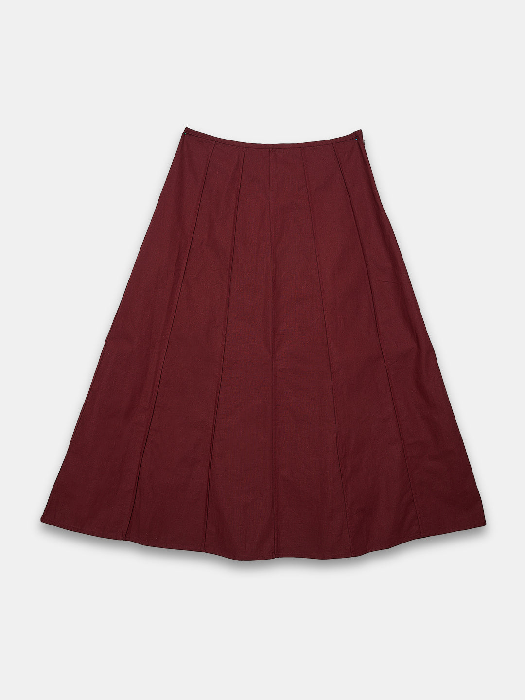 Women's Cotton Linen Regular Fit Skirt Maroon