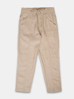 Women's 100% Linen Regular Fit Pant Beige