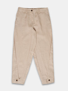 Women's 100% Linen Regular Fit Pant Beige