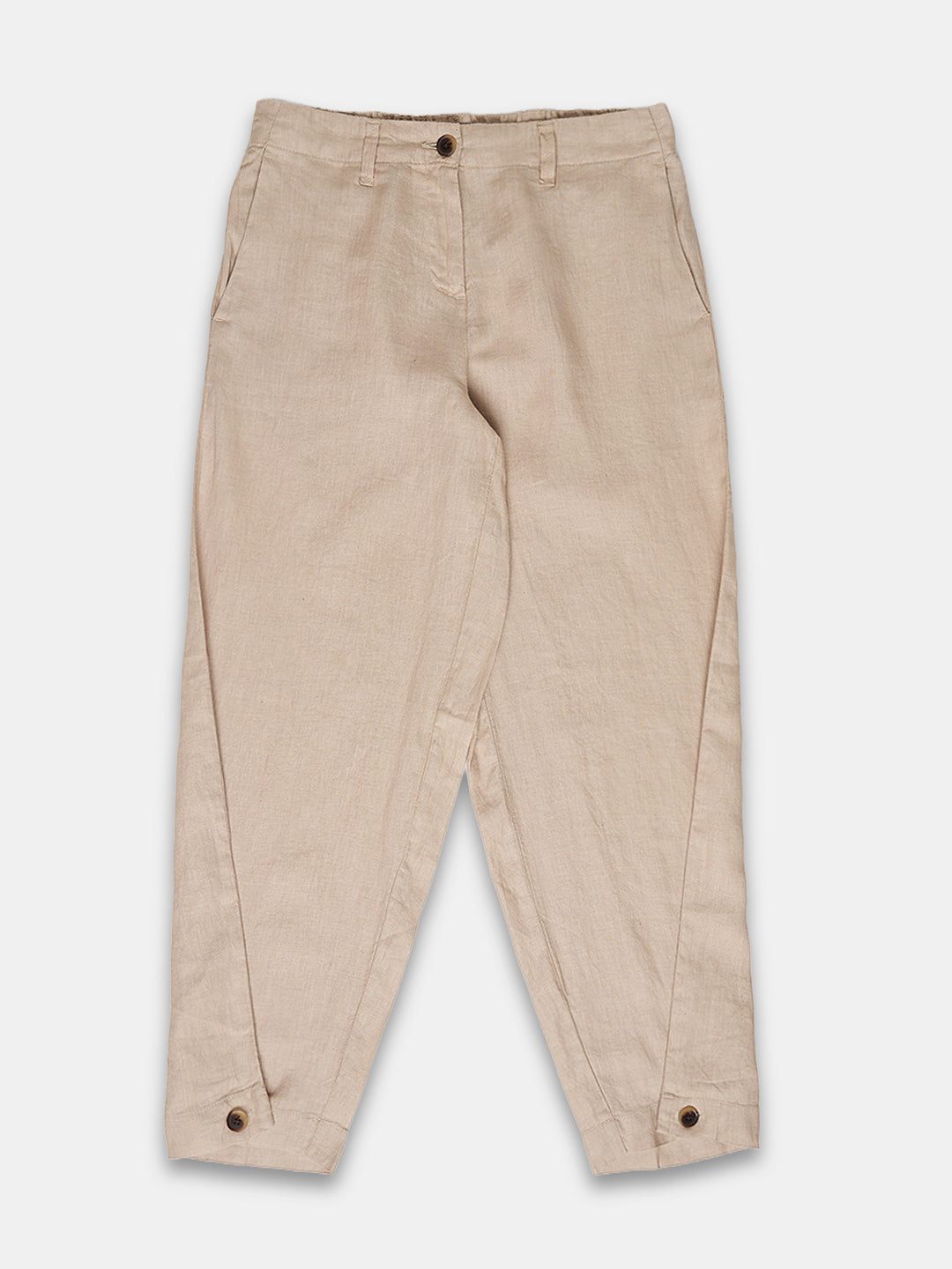 Women's 100% Linen Regular Fit Pant Beige