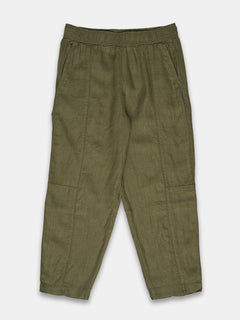 Women's 100% Linen Barrel Leg Pant Olive