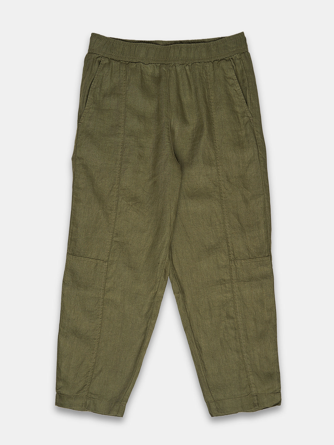 Women's 100% Linen Barrel Leg Pant Olive