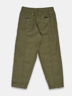 Women's 100% Linen Barrel Leg Pant Olive