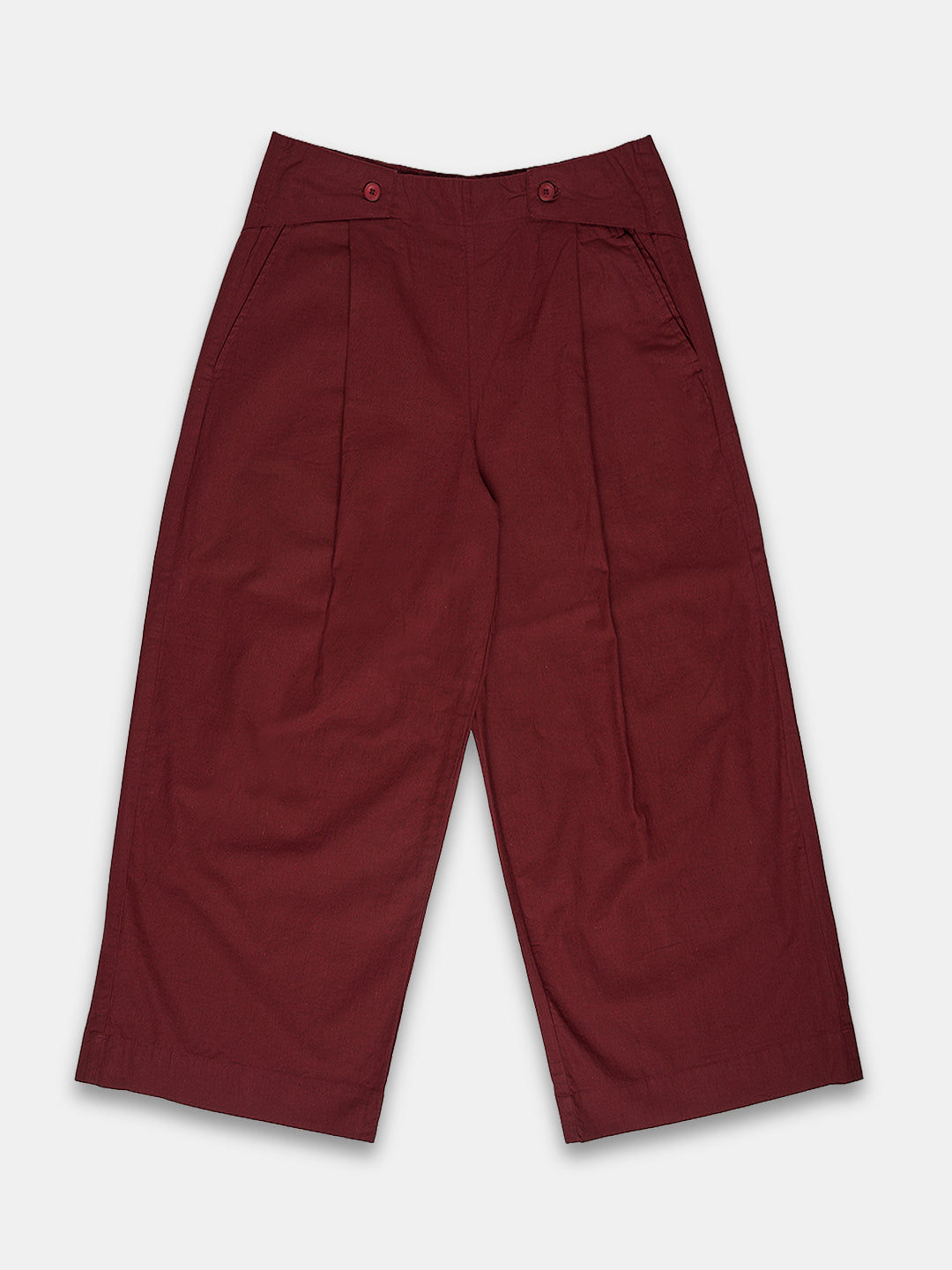 Women's Cotton Linen Regular Fit Pant Maroon