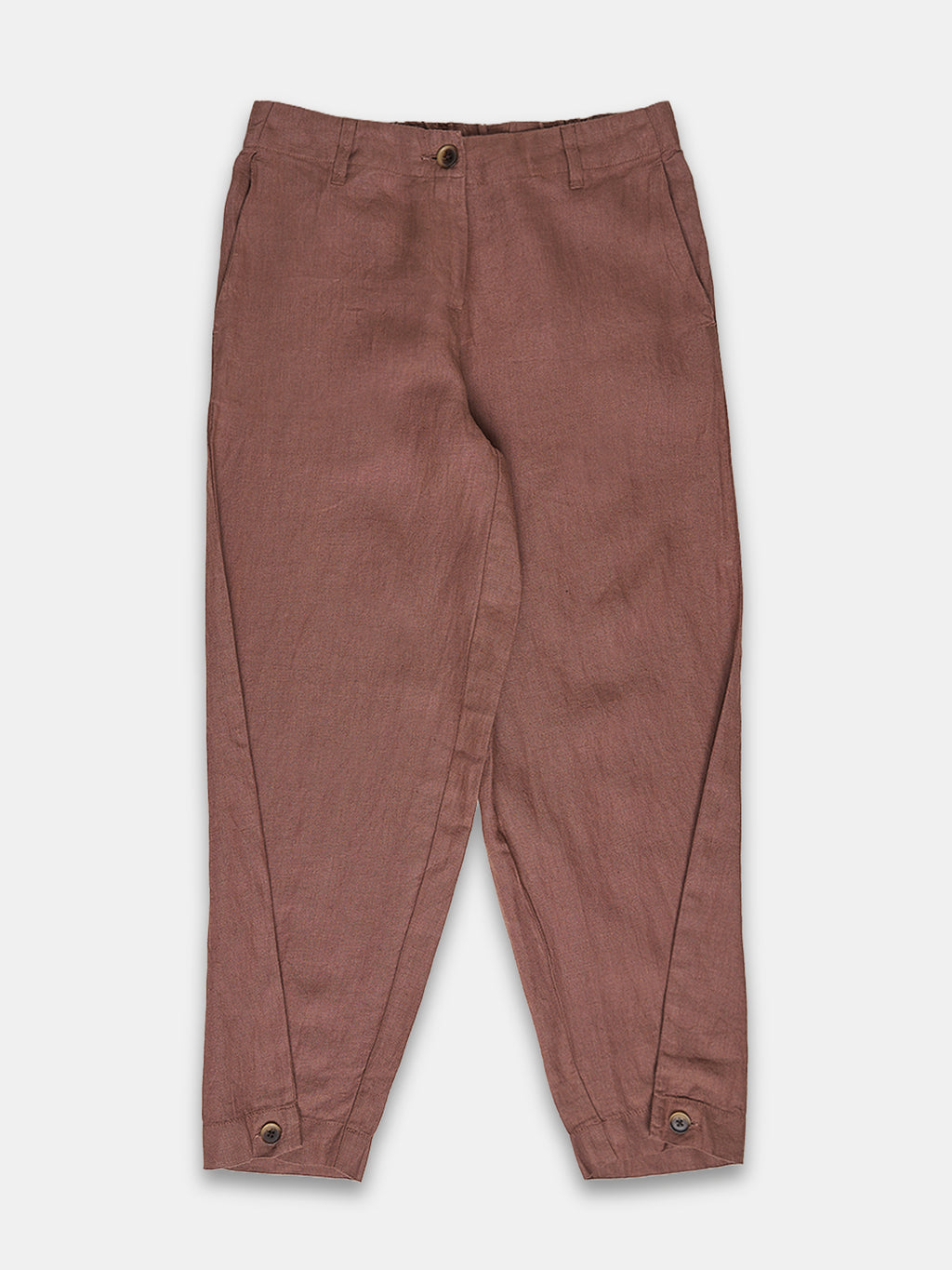 Women's 100% Linen Regular Fit Pant Brown