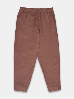 Women's 100% Linen Regular Fit Pant Brown