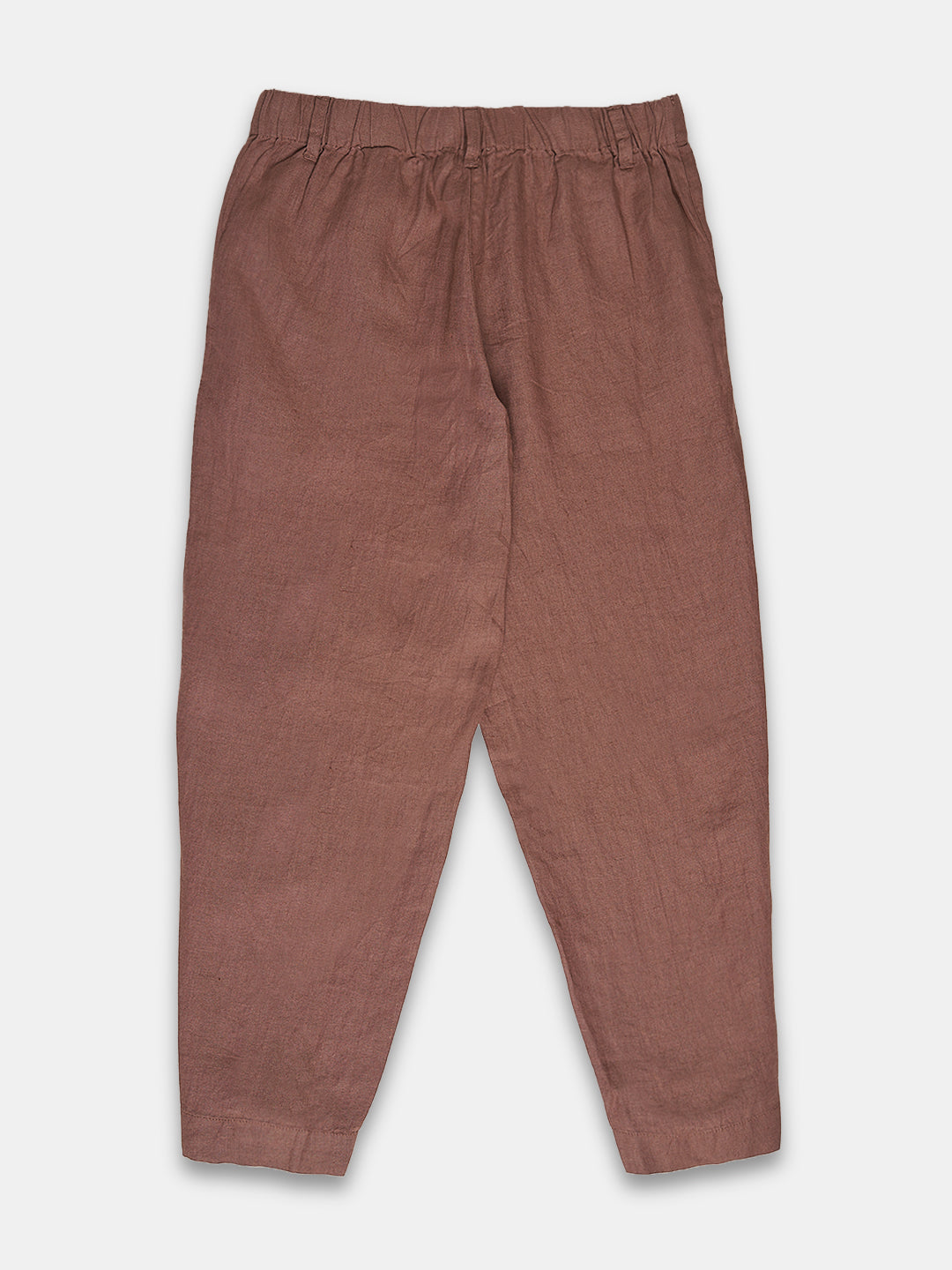 Women's 100% Linen Regular Fit Pant Brown