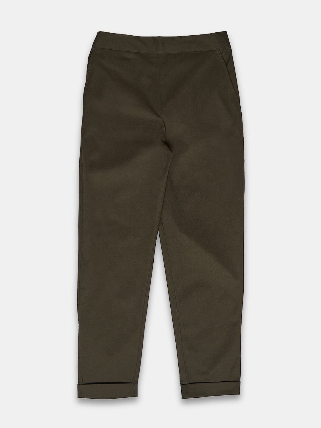 Women's Cotton Lycra Regular Fit Pants Olive