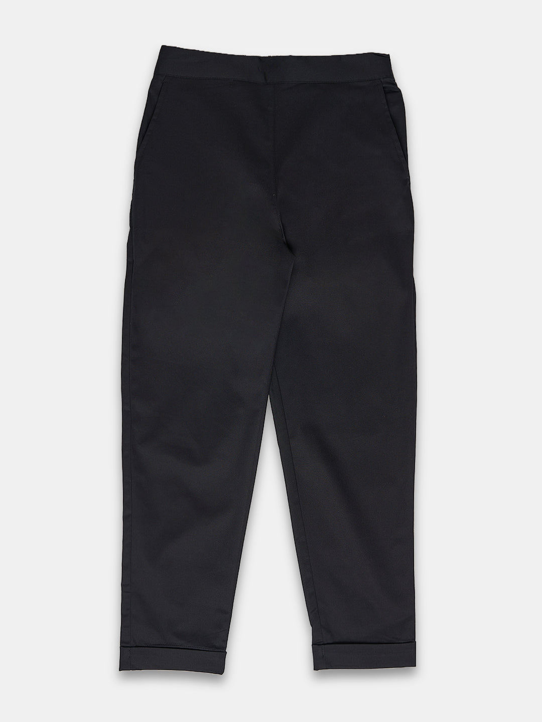 Women's Cotton Lycra Regular Fit Pants Black
