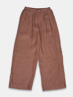 Women's 100% Linen  Regular Fit Pant Brown