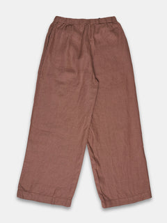Women's 100% Linen  Regular Fit Pant Brown