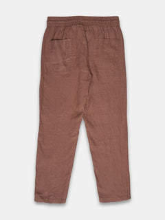 Women's 100% Linen Regular Fit Pant Brown