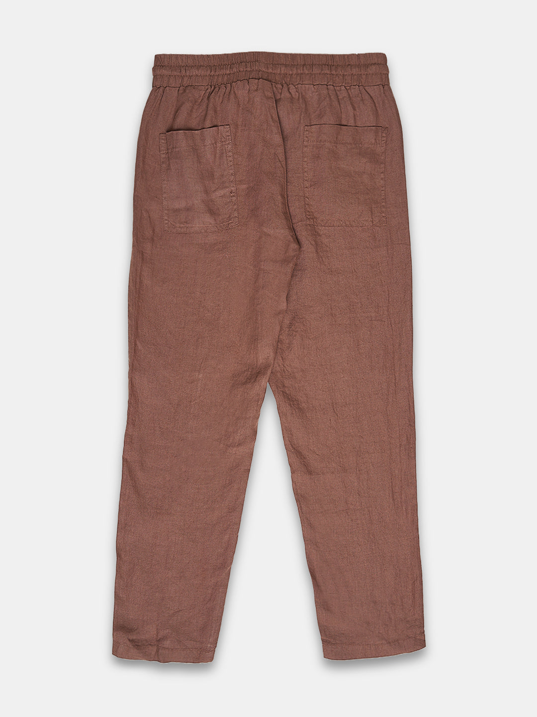Women's 100% Linen Regular Fit Pant Brown