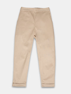 Women's Cotton Lycra Regular Fit Pants Beige