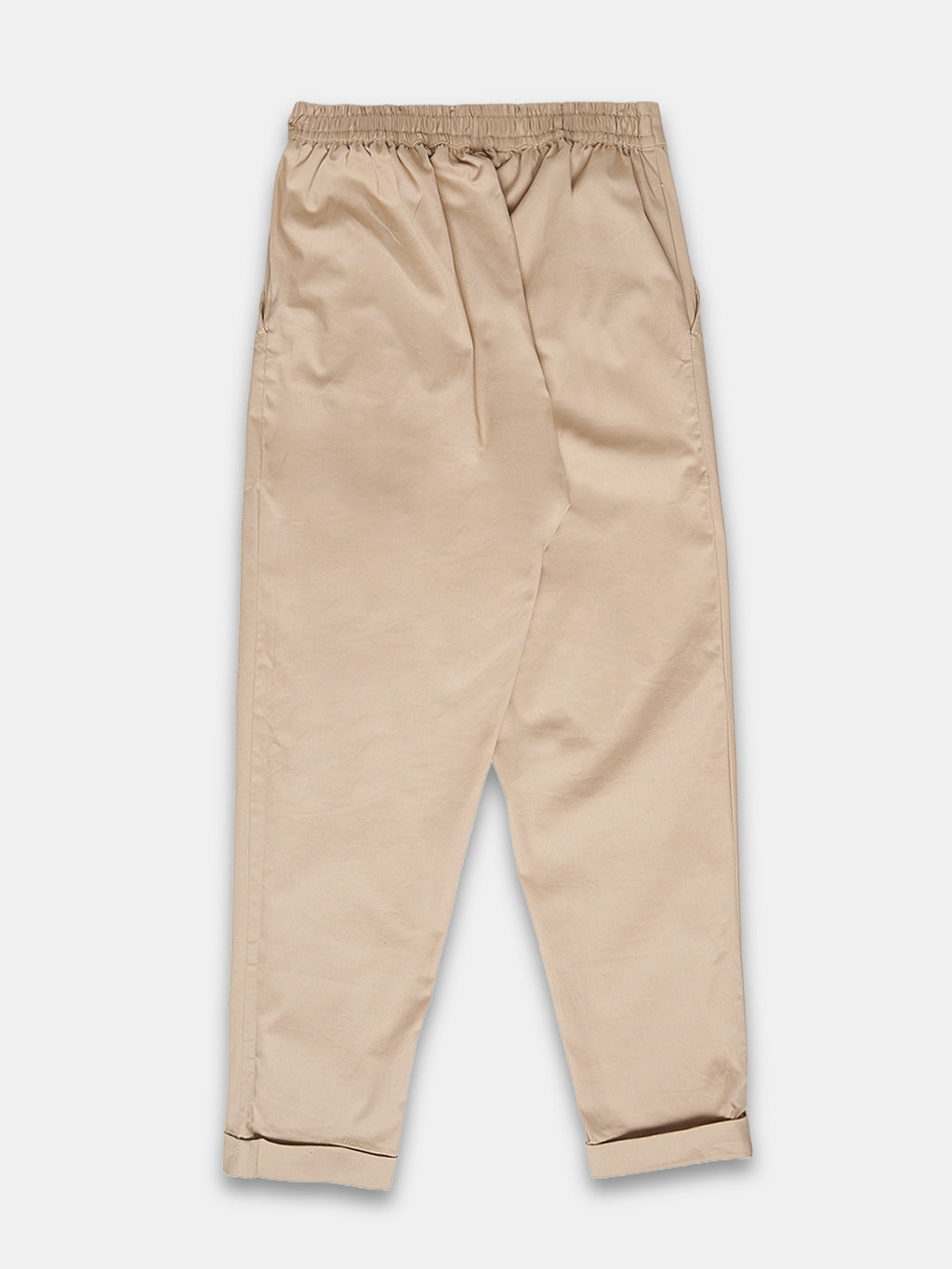 Women's Cotton Lycra Regular Fit Pants Beige
