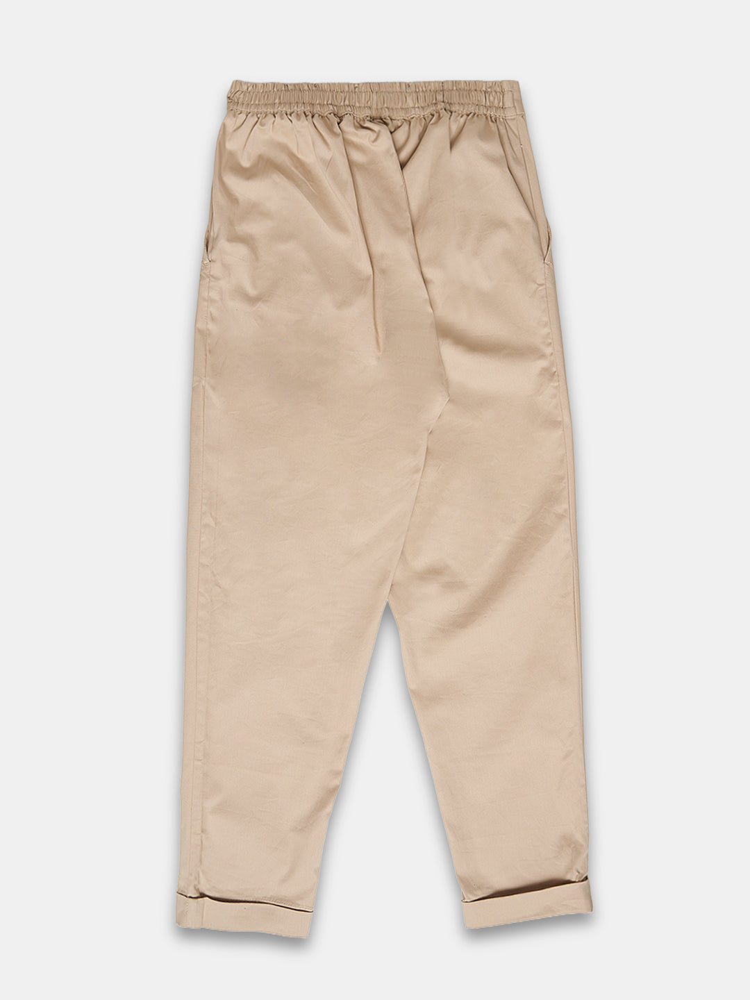 Women's Cotton Lycra Regular Fit Pants Beige