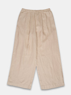 Women's 100% Linen  Regular Fit Pant Beige